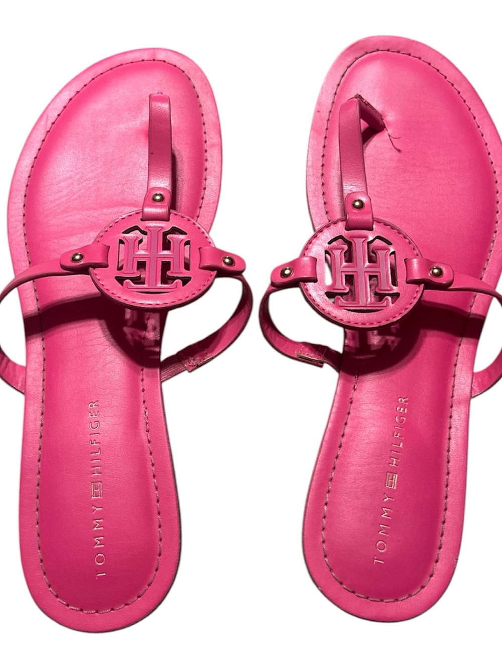 Tommy Hilfiger Bright Pink Logo Thong Sandals